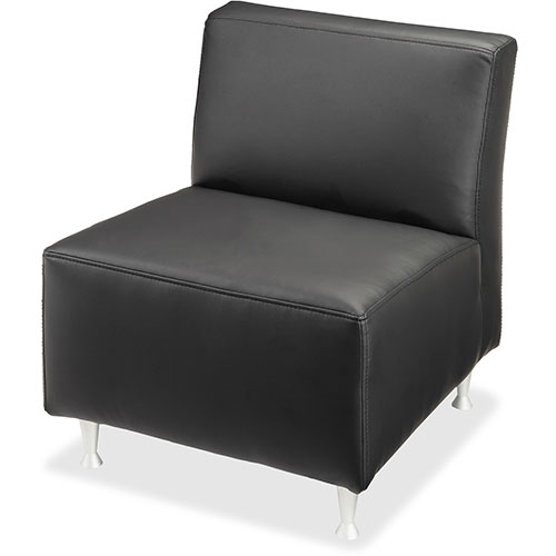 Lorell Lounge Chair, No Arms, Leather, 24-1/2" x 29" x 29-1/2", Black