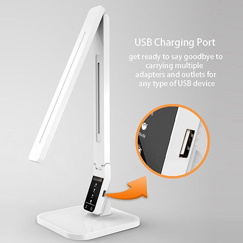 Lorell Smart Desk LED Lamp, USB, White