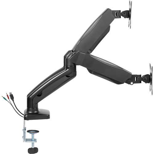 Lorell Mounting Arm for Monitor, Black, 2 Display(s) Supported, 14.30 lb Load Capacity, 75 x 75, 100 x 100 VESA Standard