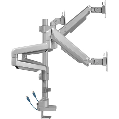 Lorell Mounting Arm for Monitor, Gray, 3 Display(s) Supported, 15.40 lb Load Capacity, 75 x 75, 100 x 100 VESA Standard