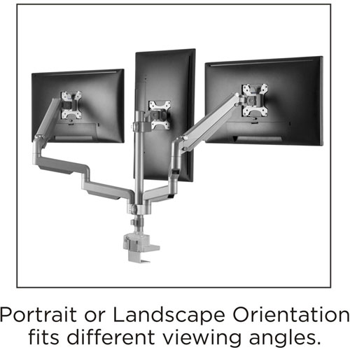 Lorell Mounting Arm for Monitor, Gray, 3 Display(s) Supported, 15.40 lb Load Capacity, 75 x 75, 100 x 100 VESA Standard