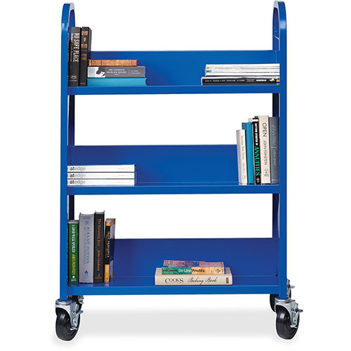 Lorell Book Cart, Single-sided, 3 Slant Shelves, 32
