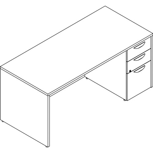 Lorell Prominence 2.0 Gray Elm Laminate Desk Unit - 66" x 30" x 29" , 1" Top, 0.1" Edge - 3 x File Drawer