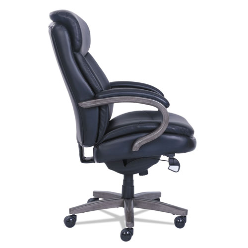 La-Z-Boy Woodbury High-Back Executive Chair, Supports up to 300 lbs., Black Seat/Black Back, Weathered Gray Base