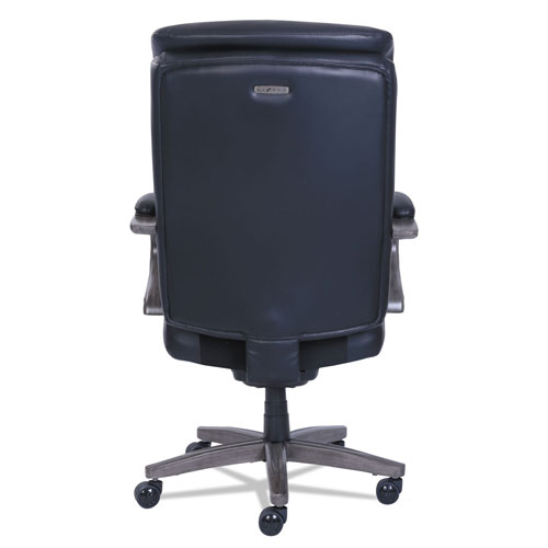 La-Z-Boy Woodbury High-Back Executive Chair, Supports up to 300 lbs., Black Seat/Black Back, Weathered Gray Base