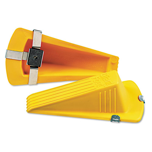 Master Caster Giant Foot Magnetic Doorstop, No-Slip Rubber Wedge, 3.5w x 6.75d x 2h, Yellow