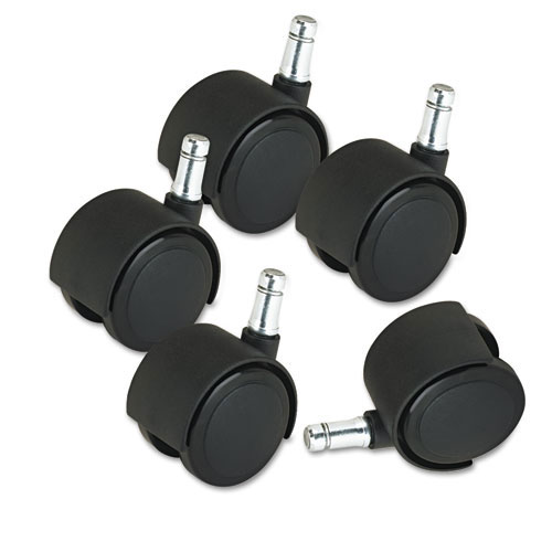 Master Caster Deluxe Duet Casters, Nylon, B and K Stems, 110 lbs/Caster, 5/Set