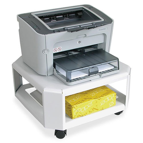 Master Mfg Mobile Printer Stand, Two-Shelf, 17.8w x 17.8d x 8.5h, Platinum