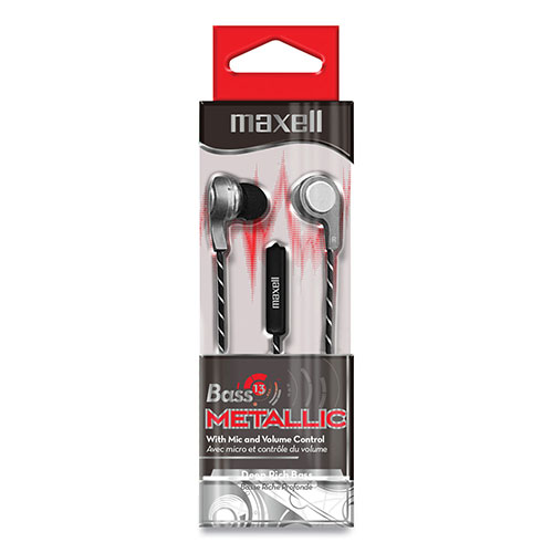 Maxell Bass 13 Metallic Wireless Earbuds with Microphone, Silver