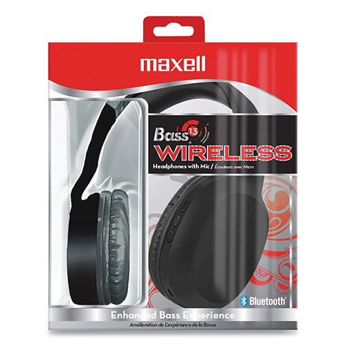 Maxell Bass 13 Wireless Headphone with Mic, Black