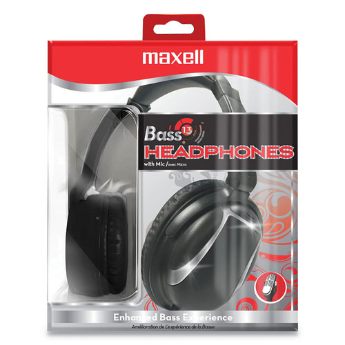 Maxell Bass 13 Headphone with Mic, Black