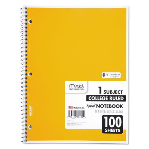 Mead Spiral Notebook, 1 Subject, Medium/College Rule, Assorted Color Covers, 11 x 8, 100 Sheets