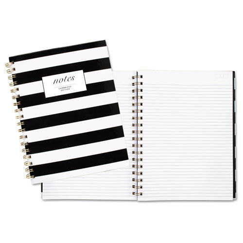 Cambridge Black & White Striped Hardcover Notebook, 1 Subject, Wide/Legal Rule, Black/White Stripes Cover, 9.5 x 7.25, 80 Sheets
