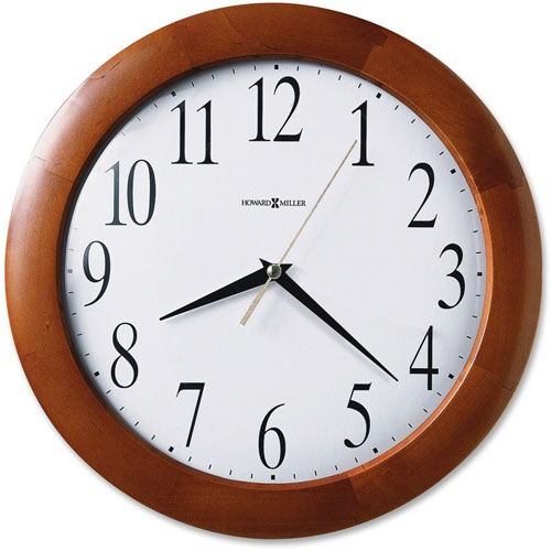 Howard Miller Clock Corporate Wall Clock, 12.75" Overall Diameter, Cherry Case, 1 AA (sold separately)