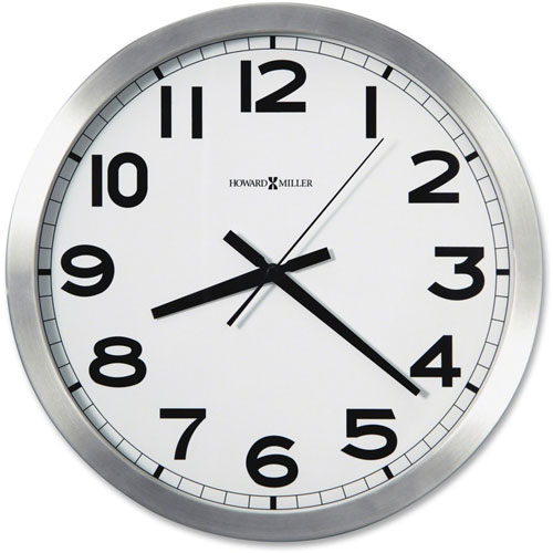 Howard Miller Clock Spokane Wall Clock, 15.75" Overall Diameter, Silver Case, 1 AA (sold separately)