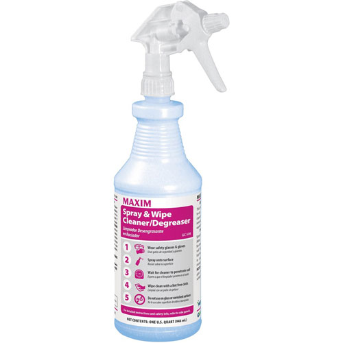 Midlab Spray & Wipe Cleaner/Degreaser - Ready-To-Use Spray - 32 fl oz (1 quart) - Citrus Scent - 12 / Carton - Light Green