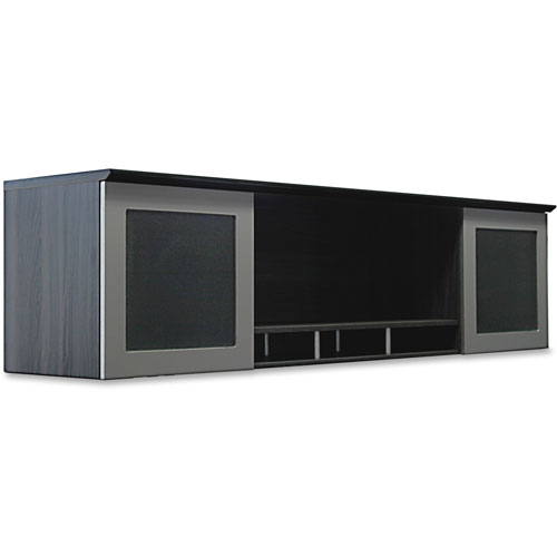 Safco Medina Series Laminate Hutch With Glass Doors, 72w x 15d x 18 1/4h, Gray Steel