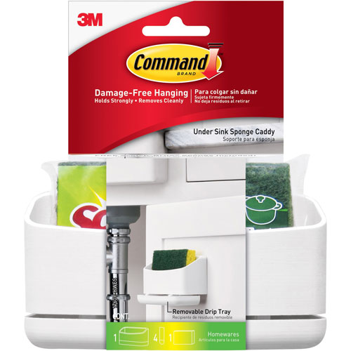 Command® Caddy, w/Tray/Sponge, 7.5 lb Cap, 12"x7-3/4"x9-3/8", White