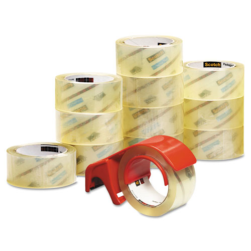 Scotch™ 3750 Commercial Grade Packaging Tape with DP300 Dispenser, 3" Core, 1.88" x 54.6 yds, Clear, 12/Pack