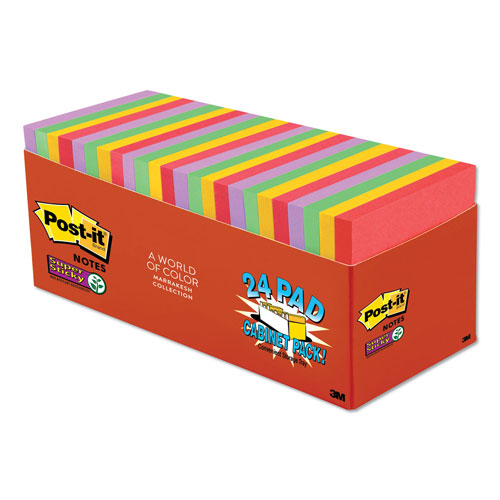 Post-it® Pads in Playful Primary Collection Colors, Cabinet Pack, 3" x 3", 70 Sheets/Pad, 24 Pads/Pack
