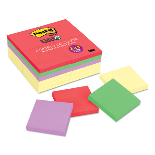 Post-it® Office Notes Value Pack, 3" x 3", (12) Canary Yellow, (12) Playful Primaries Collection Colors, 90 Sheets/Pad, 24 Pads/Pack