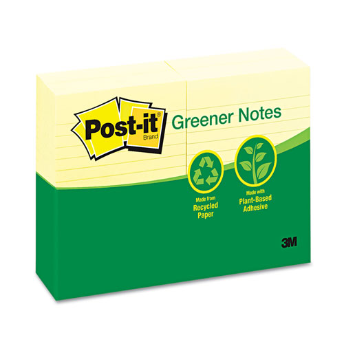 Post-it® Original Recycled Note Pads, Note Ruled, 4