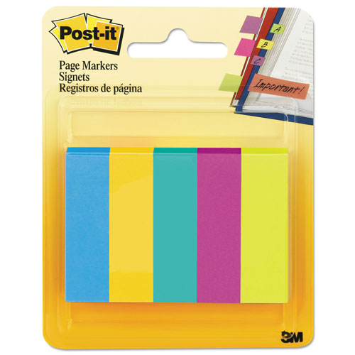 Post-it® Page Flag Markers, Assorted Colors,100 Flags/Pad, 5 Pads/Pack