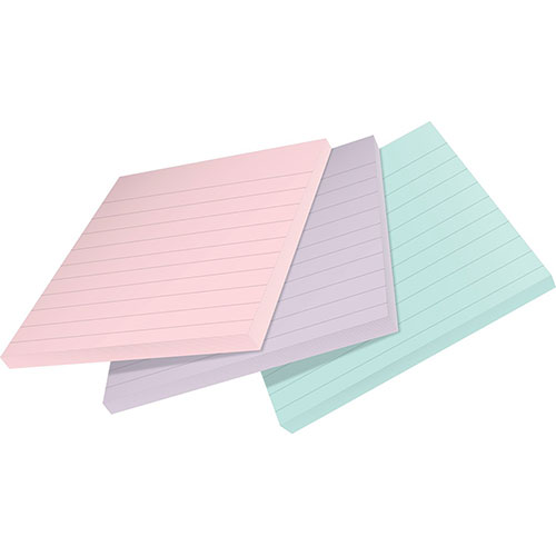MMM675R3SSNRP - 100% Recycled Paper Super Sticky Notes, Ruled, 4 x 4,  Wanderlust Pastels, 70 Sheets/Pad, 3 Pads/Pack
