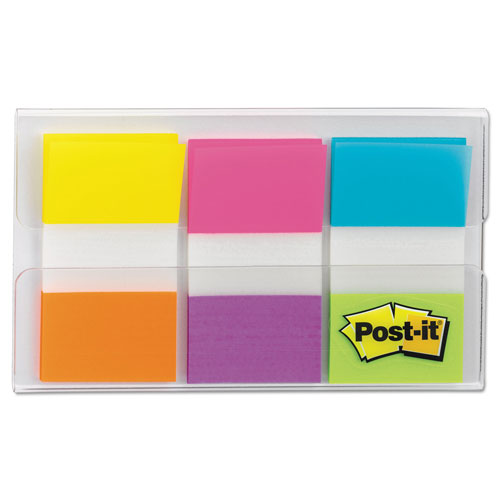 Post-it® Page Flags in Portable Dispenser, Assorted Brights, 60 Flags/Pack