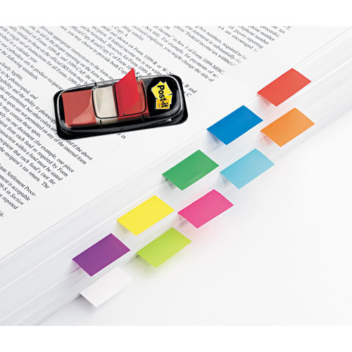 Post-it® Standard Page Flags in Dispenser, Red, 100 Flags/Dispenser