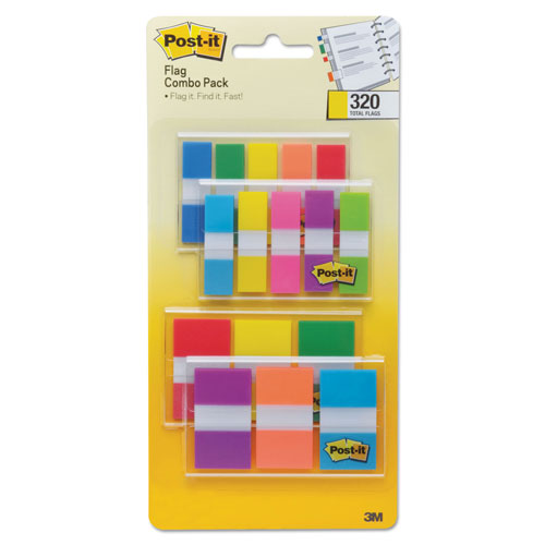 Post-it® 1/2" and 1" Page Flag Value Pack, Nine Assorted Colors, 320/Pack