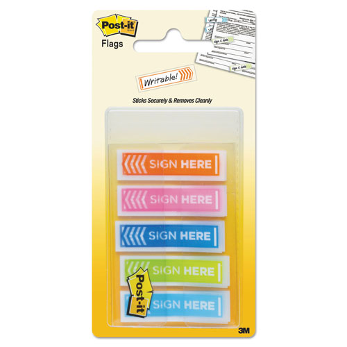 Post-it® Arrow Message 1/2" Page Flags, Five Assorted Bright Colors, 100/Pack