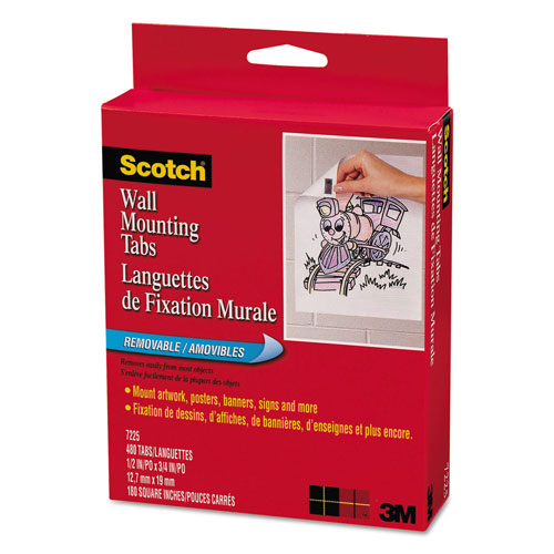 Scotch™ Precut Removable Mounting Tabs, Removable, Holds Up to 0.25 lb, 6 Tabs, Double-Sided, 0.5 x 0.75, Black, 480/Pack