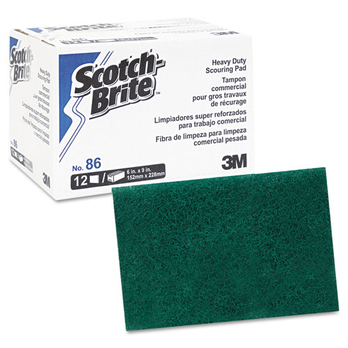 Scotch Brite® Heavy-Duty Scouring Pad 86, 6 x 9, Green, Dozen