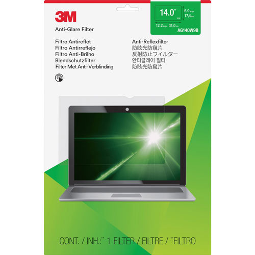 3M Antiglare Frameless Filter for 14" Widescreen Laptop, 16:9 Aspect Ratio