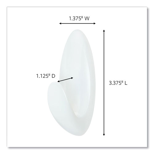 Command® Medium Bath Hooks Value Pack, Plastic, White, 3 lb Capacity, 6 Hooks and 6 Strips