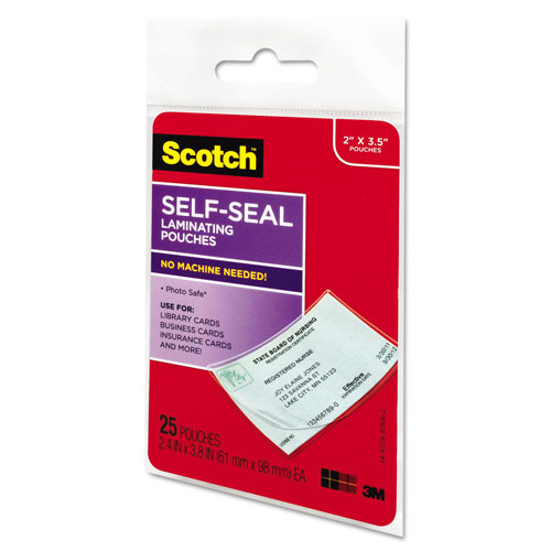Scotch™ Self-Sealing Laminating Pouches, 9.5 mil, 3.88