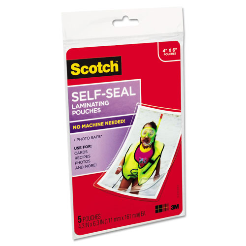 Scotch™ Self-Sealing Laminating Pouches, 9.5 mil, 4.38