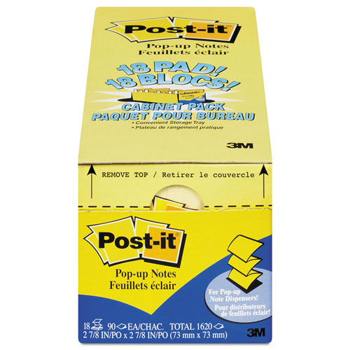 Post-it® Original Canary Yellow Pop-up Refill Cabinet Pack, 3