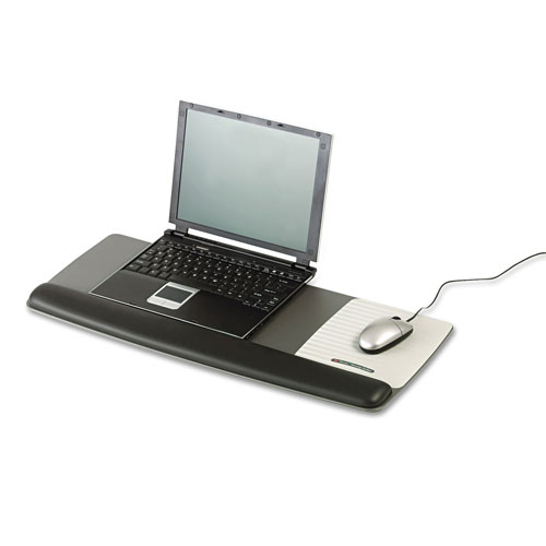 3M Antimicrobial Gel Mouse Pad/Keyboard Wrist Rest Platform, 25.5 x 10.6, Black/Silver