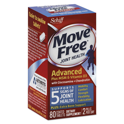 Move Free® Advanced Plus MSM & Vitamin D3 Joint Health Tablet, 80 Count, 12/Ctn