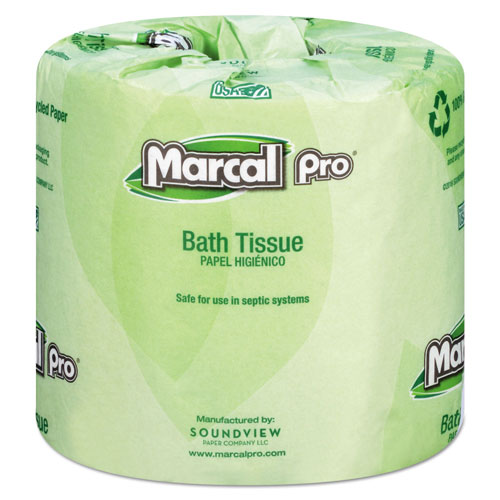 Marcal 100% Recycled Bathroom Tissue, Septic Safe, 2-Ply, White, 242 Sheets/Roll, 48 Rolls/Carton