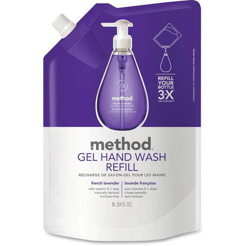 Method Products Gel Hand Wash Refill, French Lavender, 34 oz Pouch, 6/Carton