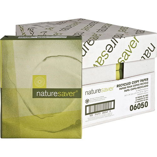Nature Saver Recycled Copy Paper, 8 1/2 x 14, 92 Bright, 20 lb, Carton of 10 Reams