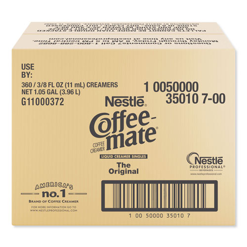 Coffee-Mate® Liquid Coffee Creamer, Original, 0.38 oz Mini Cups, 360/Carton