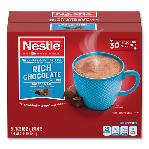 Nestle Hot Cocoa Mix, Rich Chocolate, 0.28 oz Packet, 30 Packets/Box, 6 Boxes/Carton