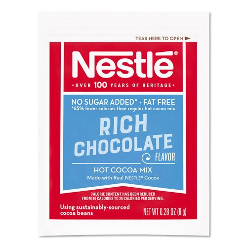 Nestle No-Sugar-Added Hot Cocoa Mix Envelopes, Rich Chocolate, 0.28 oz Packet, 30/Box