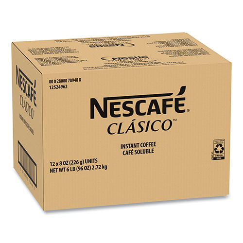 Nescafe Clasico Dark Roast Instant Coffee, 8 oz, 12/Carton