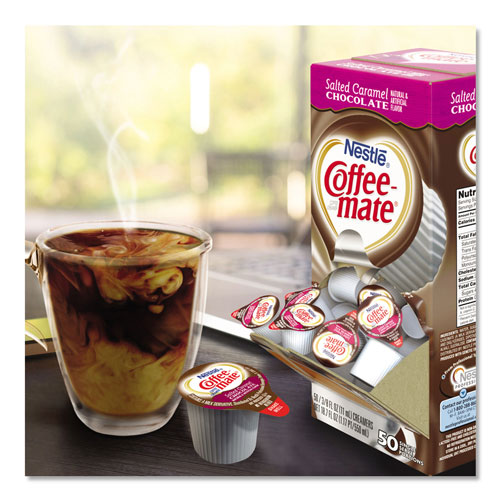 Coffee-Mate® Liquid Coffee Creamer, Salted Caramel Chocolate, 0.38 oz Mini Cups, 50/Box, 4 Boxes/Carton, 200 Total/Carton