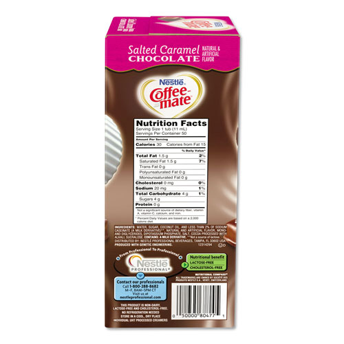 Coffee-Mate® Liquid Coffee Creamer, Salted Caramel Chocolate, 0.38 oz Mini Cups, 50/Box